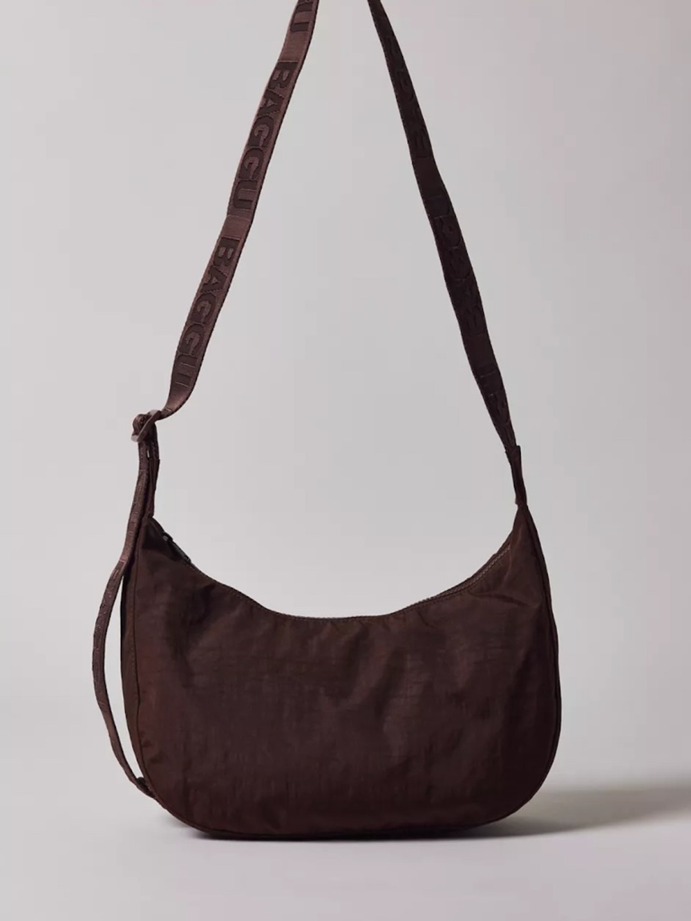 BAGGU Medium Nylon Crescent Bag - Chocolate Plum